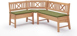 Eckbank Deborah aus Massivholz 177 x 204 x 87 Küchenbank massiv Buche lackiert/Grün 12147-177204-grün