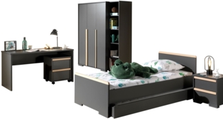 Jugendzimmer Set Kariotta Möbelset Holzwerkstoff Anthrazit/Buche