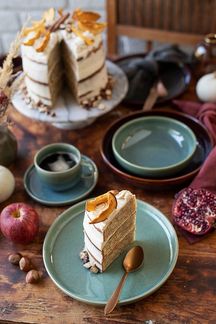 Modernes 5-teiliges Bowl Set aus Keramik mit unregelmäßiger Effektglasur, 1 Schüssel groß und 4 Schalen für Salat, Müsli, oder Suppe; Grün
