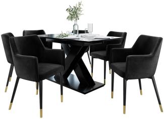 Stuhl Rene (Farbe: Magic Velvet 2219, Beine: Schwarz / Schwarz + Gold)