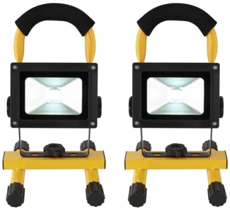 2x LED Baustrahler, Fluter, USB AKKU, IP54, L 14,5 cm