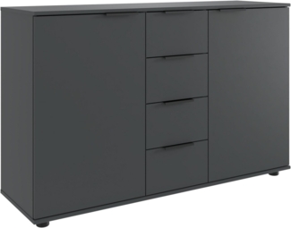 Wimex Kombikommode Tilburg, Sideboard 130 x 41 x 83 cm, Made in Germany, schwarze Metallgriffen, Stauraum hinter 2 Türenund in 4 Schubladen