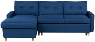 Ecksofa mit Schlaffunktion Polsterbezug marineblau rechtsseitig FLAKK