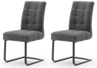 Lomadox Freischwinger SVELVIK-05, Esszimmerstühle 2er Set mit Metallgriff in dunkelgrau, 48/96/64 cm
