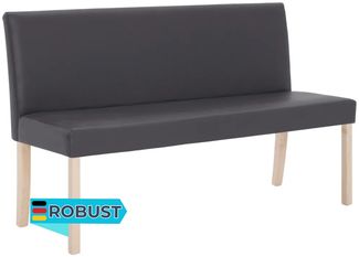 Sitzbank PHIL 139,5 cm Grau Kunstleder | Küchenbank Esszimmerbank Flurbank mit Rückenlehne