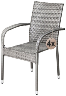 Casaria Gartenstuhl, Stapelbar Wetterfest Polyrattan Outdoor 160kg Garten Terrasse Balkon