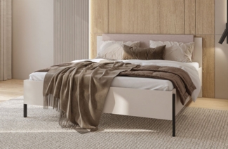 Home affaire Bett Jukon, mit gepolstertem Kopfteil, Füße aus Metall, modernes Design (3 Breiten:100cm, 160cm und 180cm), in drei Größen, perfekt auch als Jugendbett
