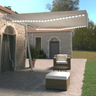 vidaXL Markise Manuell Einziehbar mit LED 400x350 cm Creme 3069622