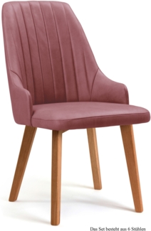 Esszimmerstuhl (6er-Set) Daryl 52 x 91 x 60 Eiche geölt/Rosewood