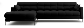 Micadoni Ecksofa Mamaia 5-Sitzer Links Strukturierter Stoff Schwarz Metall schwarz