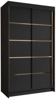 Kleiderschrank mit Goldverzierung Nurvota IV mit zwei Schwebetüren (Farbe: Schwarz)
