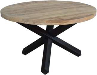 Esstisch rund Mangoholz massiv 130 cm schwarz RUNIS