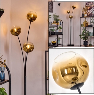 hofstein Stehlampe Stehlampe aus Metall/Glas in Schwarz/Gold/Klar, moderne Leuchte im Retro/Vintage-Design (15 cm), Fußschalter, E14