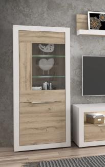 Vitrine Glasvitrine Standvitrine 73cm weiß bianco eiche Mordern