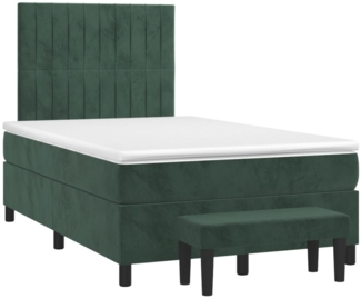 vidaXL Boxspringbett mit Matratze Dunkelgrün 120x190 cm Samt 3270484