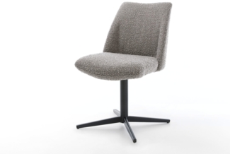 Drehstuhl Elso-Flex Bouclé Silbergrau Fußkreuz Schwarz 360° drehbar Taschenfederkern
