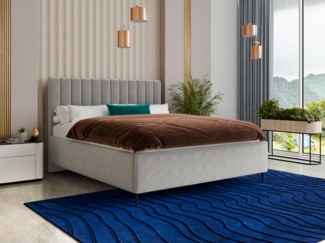 Polsterbett Soho - Bettkasten mit Gasdruckfedern - Doppelbett mit Lattenrost, Bett mit Metallfüße und Polsterkopfteil, Bettgestell, Schlafzimmer, Velvet Stoff (Grau (Paros 05), 160x200 cm)