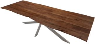 Esstisch Baumkante massiv Akazie nussbaum 260x100 silber KALEA 528194