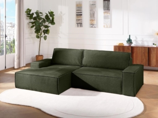 Vente-unique - Ecksofa mit Schlaffunktion - Ecke links - Strukturstoff - Grün - AMELIA