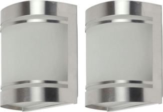 etc-shop Außen-Wandleuchte, Leuchtmittel nicht inklusive, Wandlampe Außenlampe Fassadenlampe Edelstahl Haustürleuchte silber 2x