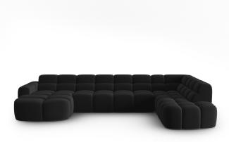 Micadoni Panorama Ecksofa Lisa 7-Sitzer Rechts Samtstoff Schwarz