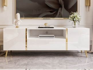 ALLHOUSE24 TV-Schrank DIAMANT GOLD Metall Beine Lowboard TV-Unterschrank BERLIN Breite 158 cm
