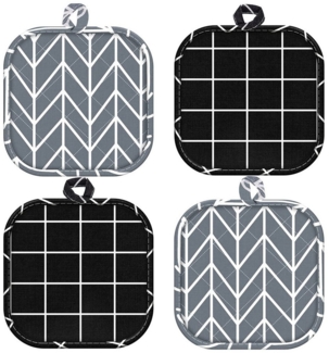 NUODWELL Topflappen 4 Stücke Topflappen baumwolle,Hitzebeständige TopflappenOfenhandschuhe, Waschbare zum Kochen Küchenzubehör Grillzubehör (17x17 cm)