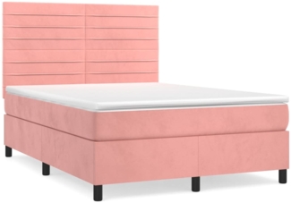 vidaXL Boxspringbett mit Matratze Rosa 140x190 cm Samt 3143084