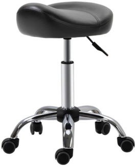 MC Star Arbeitshocker Rollhocker Höhenverstellbarer mit Rädern drehbar Kunstleder Schwarz (48 x 48 x 54-69 cm für Salon & Massage)