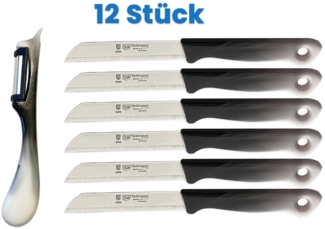 SMI Schälmesser Solingen 12-tlg Schälmesser mit Sparschäler Gemüsemesser Obstmesser, Wellenschliff, Rechts- und Linkshänder nach klingen wechseln