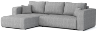 Deine Möbel 24 Wohnlandschaft CARACAS 288 cm breit Ecksofa Sofa Wohnzimmer L-Couch Cord Samt, Creme Grau Beige Grau Anthrazit Graphit Schwarz Hellgrau 3 Teile, mit Schlaffunktion Bettfunktion Bettkasten