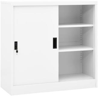 vidaXL Büroschrank mit Schiebetür Weiß 90x40x90 cm Stahl