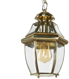 Licht-Erlebnisse Außen-Deckenleuchte REGINA, ohne Leuchtmittel, Außenleuchte Hof Terrasse Glas Echt-Messing IP23 E27 Vintage