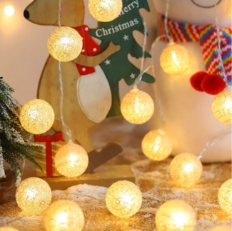 Rosnek LED-Lichterkette Multicolor Baumwollkugeln, batterie, für Weihnachtsbäume Schlafzimmer, 10/20 LEDs, Party Hochzeit Festival Deko