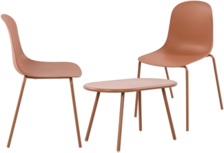 CLP 2er Sitzgruppe Veldin Set 1 Tisch 2 Stapelstühle wetterfest UV-beständig,terracotta