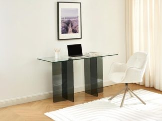Vente-unique - Schreibtisch - Sicherheitsglas - Transparent & Anthrazit - BYLENA