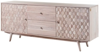 Massivmoebel24 Sideboard (Sideboard Akazie 180 x 42 x 75 weiß lackiert MOSAYK #200)