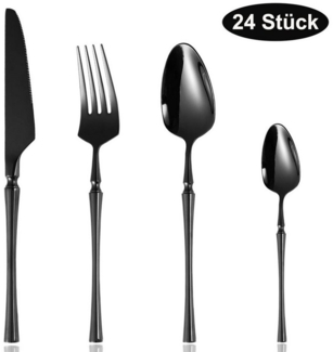 SURFOU Besteck-Set 24-teiliges Edelstahl-Besteckset für 6 Personen – Spülmaschinenfest