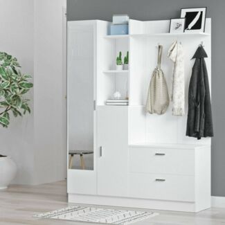 Dmora Garderobenschrank Homam 140x36,8x181,8h cm Weiß Dic-20 Paar