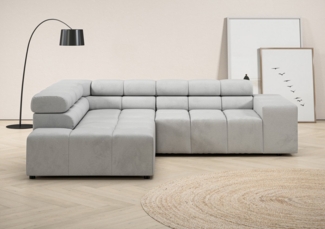 INOSIGN Ecksofa Ancona, incl. Kopfteilverstellung + 3 Zierkissen L-Form, wahlweise motorische Sitztiefenverstellung, B/T(H: 249/215/70 cm