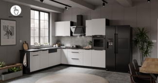 Winkelküche ARIA K-BL ECKE 2 - 250 x 270 cm Anti Fingerprint Küchenzeile Küchenblock Singleküche Einbauküche Küche Eckküche