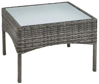 Polyrattan Beistelltisch Rattan Tisch Gartentisch Balkontisch Garten Möbel Glas