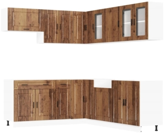 vidaXL 11-tlg. Küchenschrank-Set Porto Altholz-Optik Holzwerkstoff 3314939