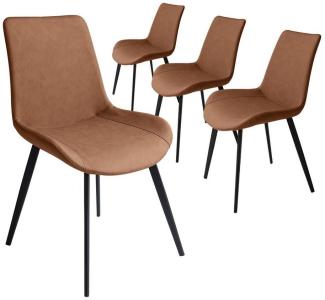 Jiexi 4-Fußstuhl Jean Kunstleder Bezug (4 Stück Set, 2 Stück Set), Ergonomisches Design, Sattelhaut-Steppung