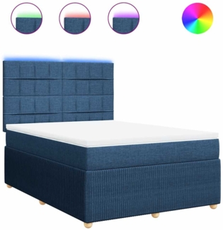 vidaXL Boxspringbett mit Matratze Blau 140x200 cm Stoff 3294385