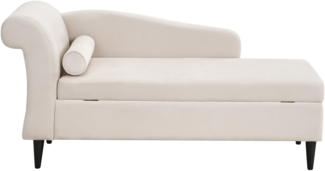 Linksseitige Chaiselounge LUIRO Samtstoff Beige mit Stauraum