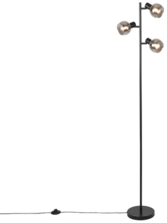 Qazqa Stehlampe Vidro, ohne Leuchtmittel, E14, Schwarz, Art Deco, Glas, 3-flammig