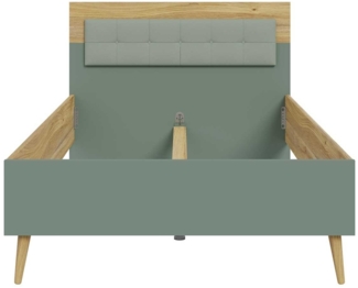 Bett Winston / Whenua , Holzwerkstoff , Grün, Holzfarben , 127 x 100 x 207 cm