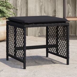 vidaXL Gartenhocker mit Kissen 4 Stk. Schwarz 41x41x36 cm Poly Rattan 365049