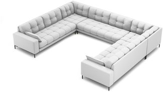 Micadoni Wohnlandschaft Mamaia 9-Sitzer Strukturierter Stoff Schwarz Metall schwarz